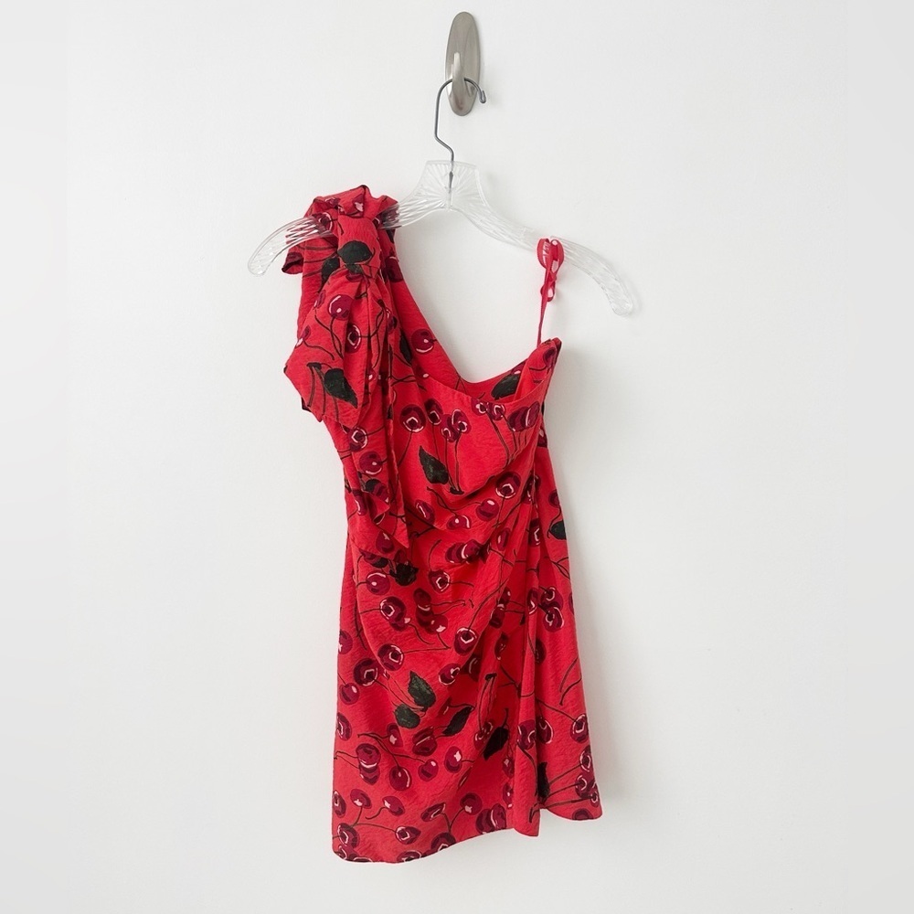 NWT Anthropologie Cherry One-Shoulder Printed Mini Dress 0P Maeve Party - Picture 6 of 12